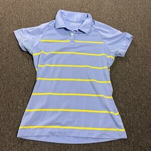 Vintage Y2k Nike Golf Blue Yellow Striped Golf Short Sleeve Polo Women's Small